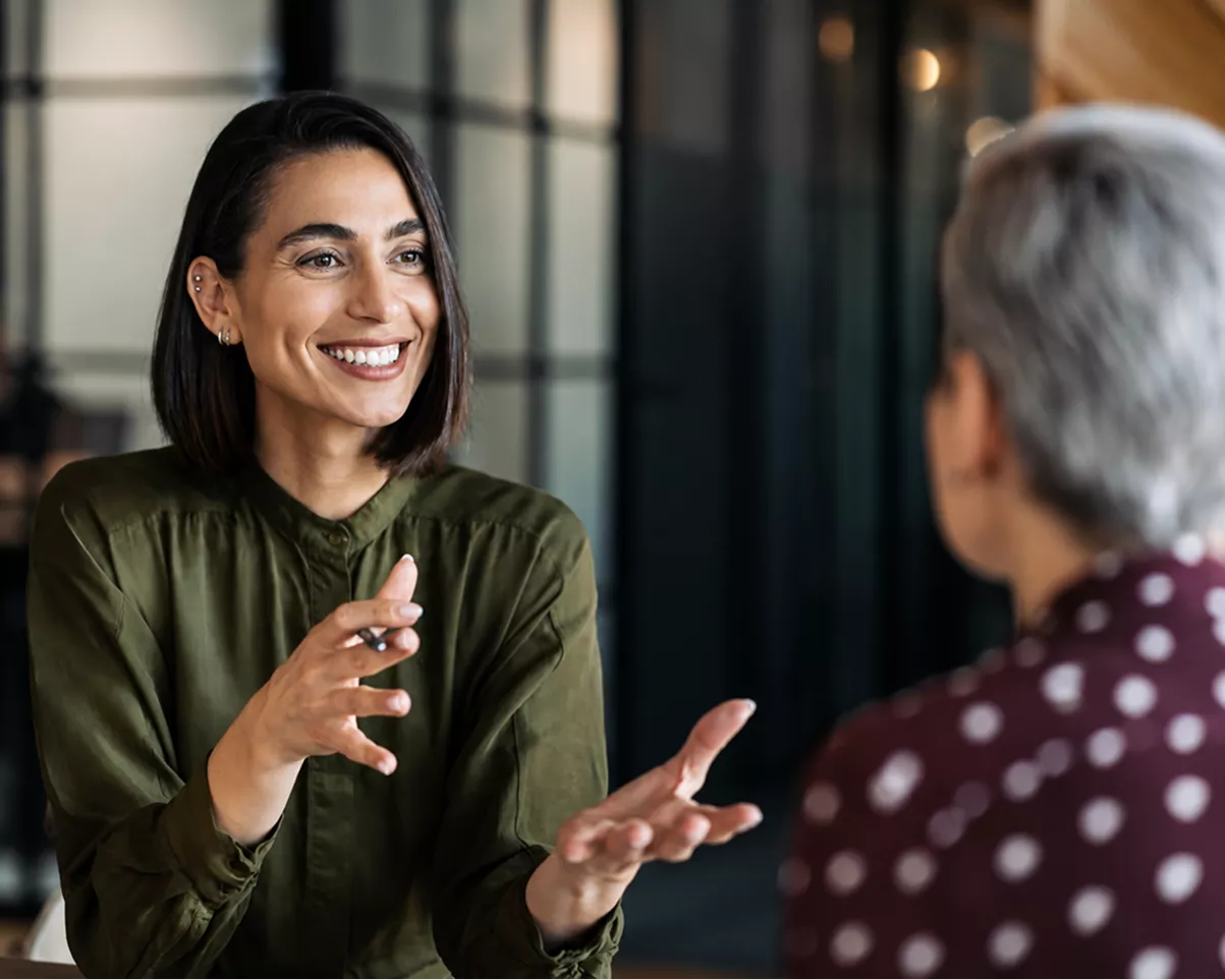Two women having discussion