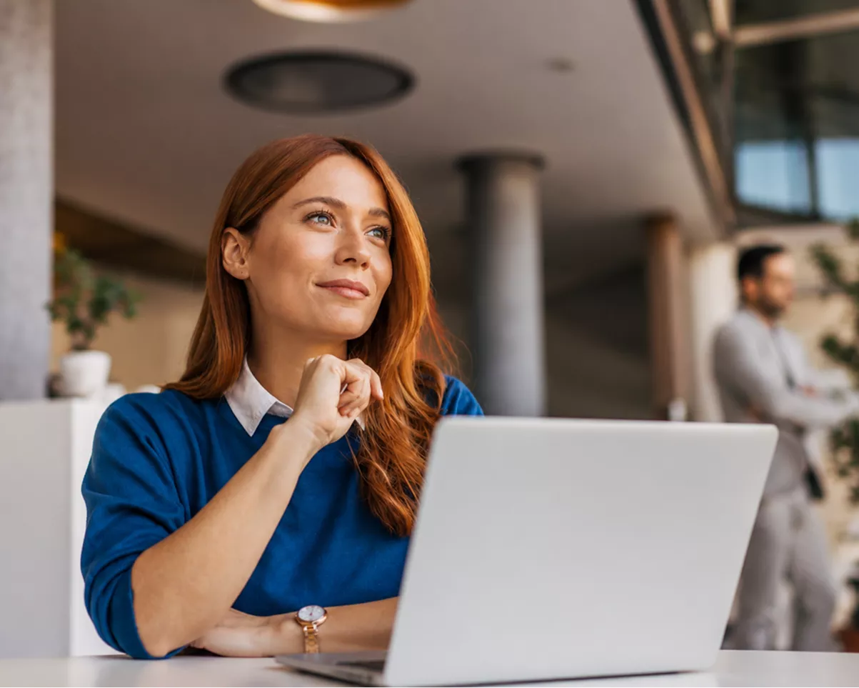 Woman working on her laptop