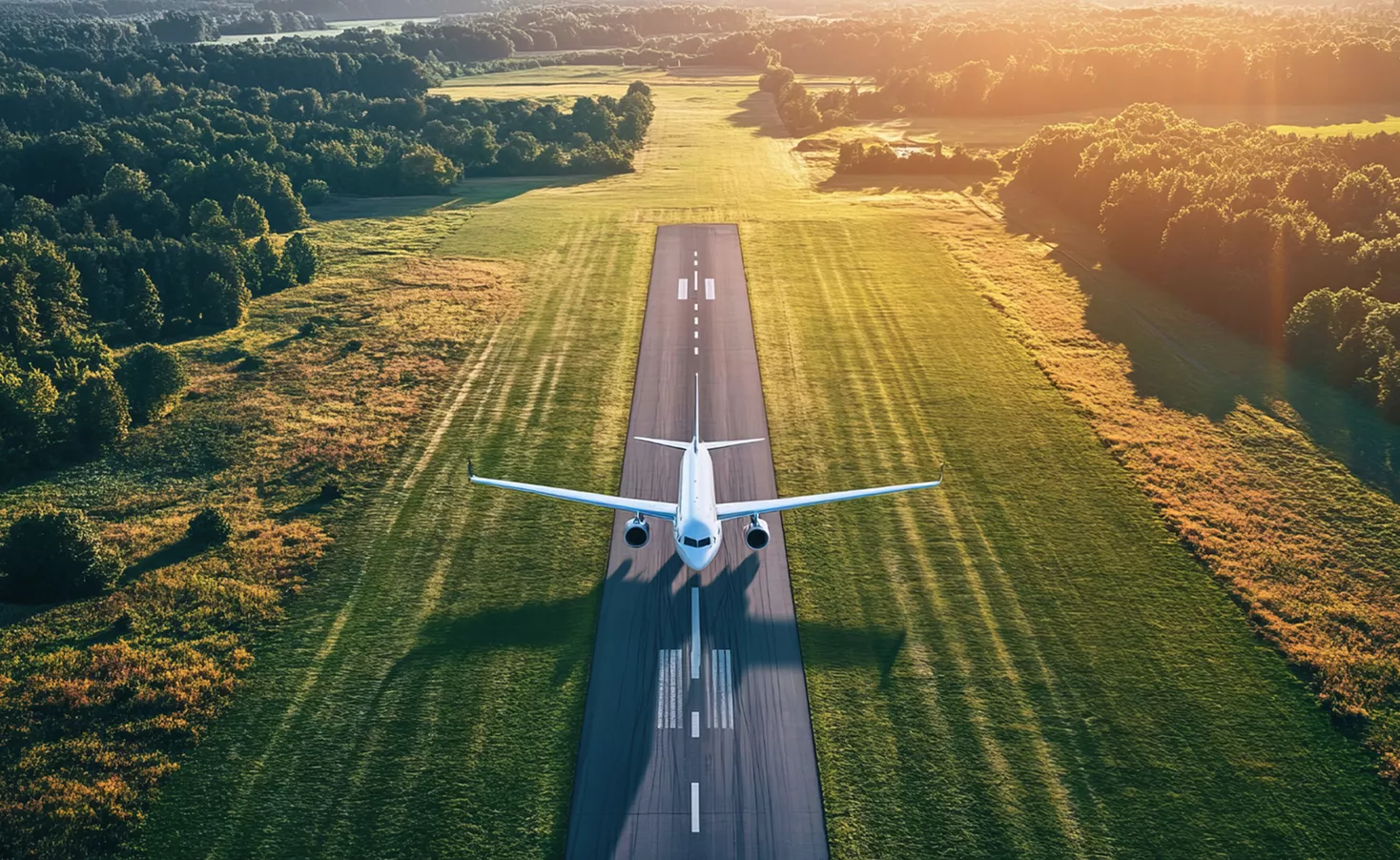 Plane landing on a runway